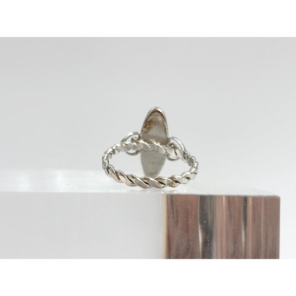 Natural Malachite Vintage Braided Shank Southwest Sterling Silver 925 Ring sz 8 - Picture 5 of 8